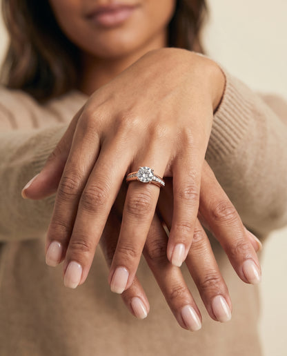 Round engagement ring setting in 14K Rose Gold, Stevie Contemporary Channel Round, alternate view | RockHer