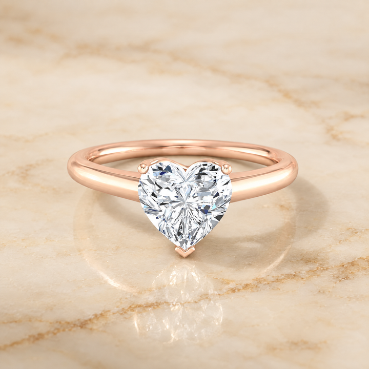 The Viola Contemporary Comfort Fit Flat Shank Solitaire Heart Engagement Ring Setting in 14K Rose Gold