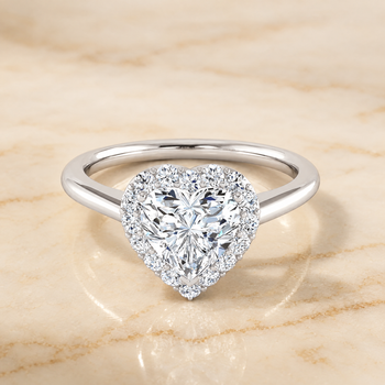 The Etta Classic Shared Prong Halo Heart Engagement Ring Setting in 18K White Gold