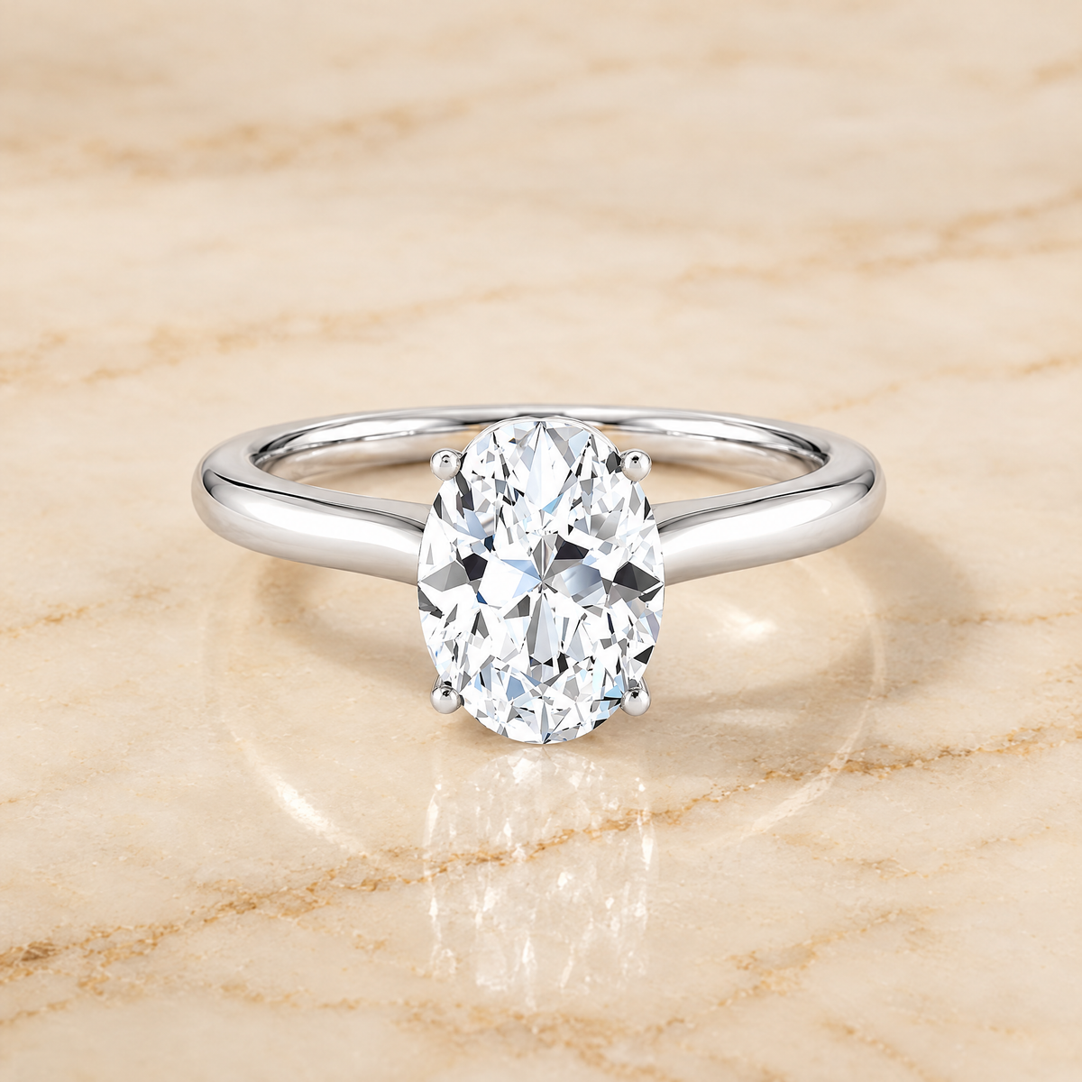 The Rosanna Cathedral Surprise Stone Solitaire Oval Engagement Ring Setting in Platinum