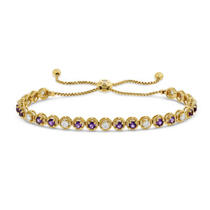 Alternating Amethyst and Diamond Bolo Bracelet in 14k Yellow Gold 1.0ctw – side profile | RockHer