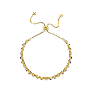 Alternating Amethyst and Diamond Bolo Bracelet in 14k Yellow Gold 1.0ctw – detail view | RockHer