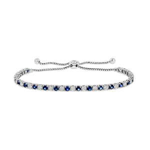 Alternating Sapphire and Diamond Bolo Bracelet in 14k White Gold 2.13ctw – side profile | RockHer