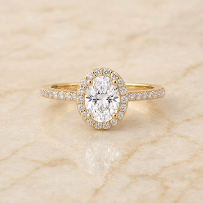 The Taylor Pavé Halo Oval Engagement Ring Setting in 18K Yellow Gold