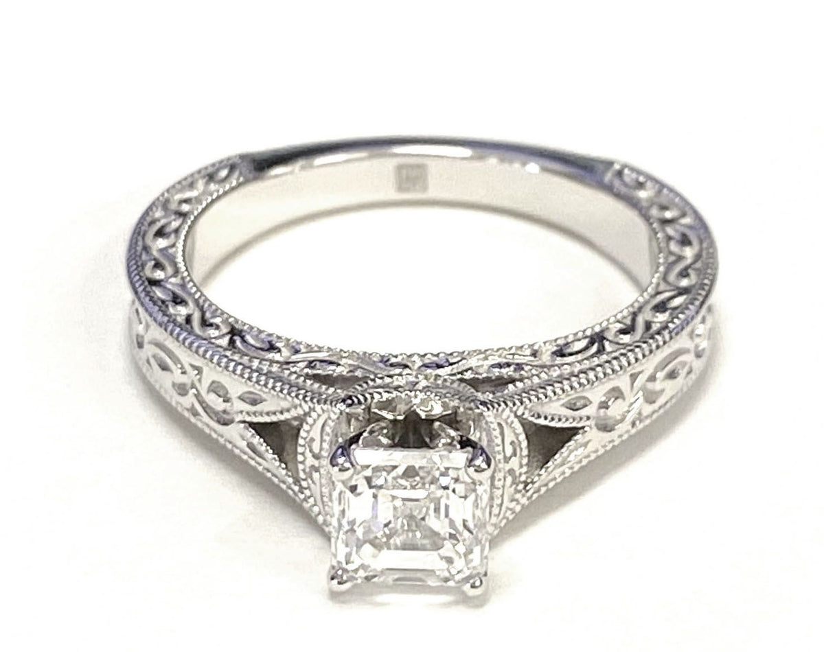 18K Yellow Gold band of The Janis asscher engagement ring setting | RockHer