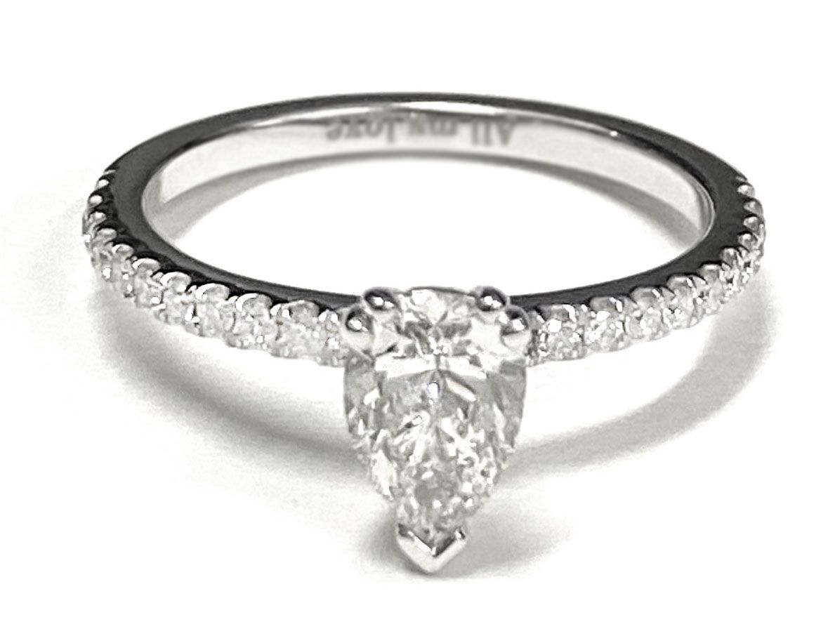14K Rose Gold band of The Kelly pear engagement ring setting | RockHer