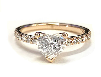 Classic Linear French Pavé Heart Shape, in 14K Rose Gold – lifestyle shot | RockHer