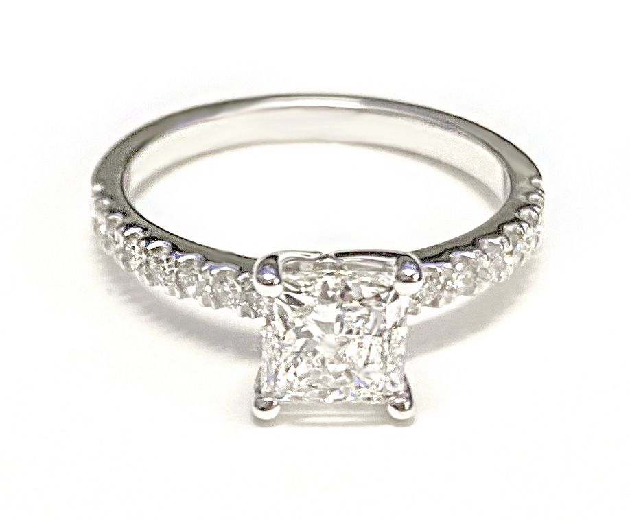 18K White Gold band of The Norah princess engagement ring setting | RockHer