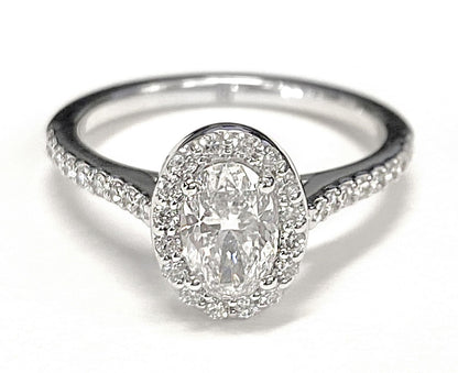 Classic French Pavé Halo Oval, in 18K Yellow Gold, pave setting – lifestyle shot | RockHer