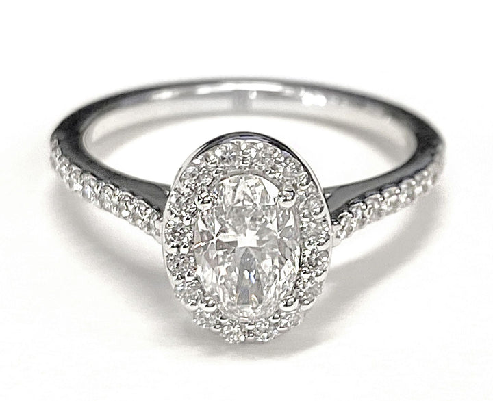 Taylor Select Pavé Halo Oval Lab Diamond Engagement Ring in 18K White Gold | RockHer
