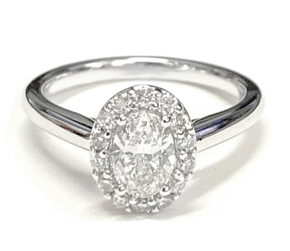 Classic Shared Prong Halo Oval, in 18K White Gold, pave setting – view 11 | RockHer
