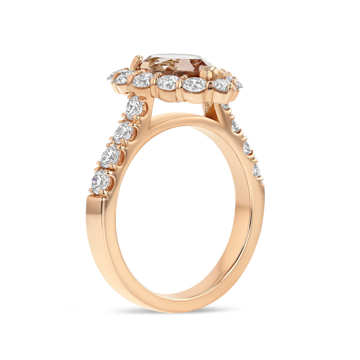 Morganite Pear Shape Halo Engagement Ring 14k Rose Gold 1.33ctw