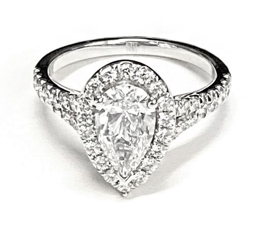 Platinum band of The Calliope pear engagement ring setting | RockHer