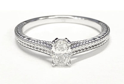 Aida Select Vintage Solitaire Oval Lab Diamond Engagement Ring in Platinum | RockHer