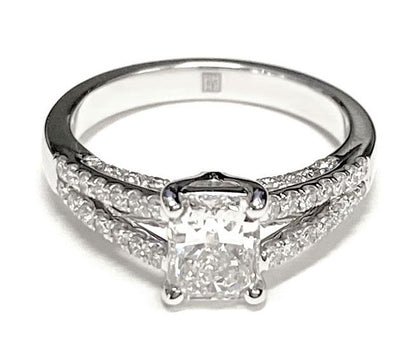 Split Shank French Pavé Radiant, in Platinum, pave setting – view 11 | RockHer