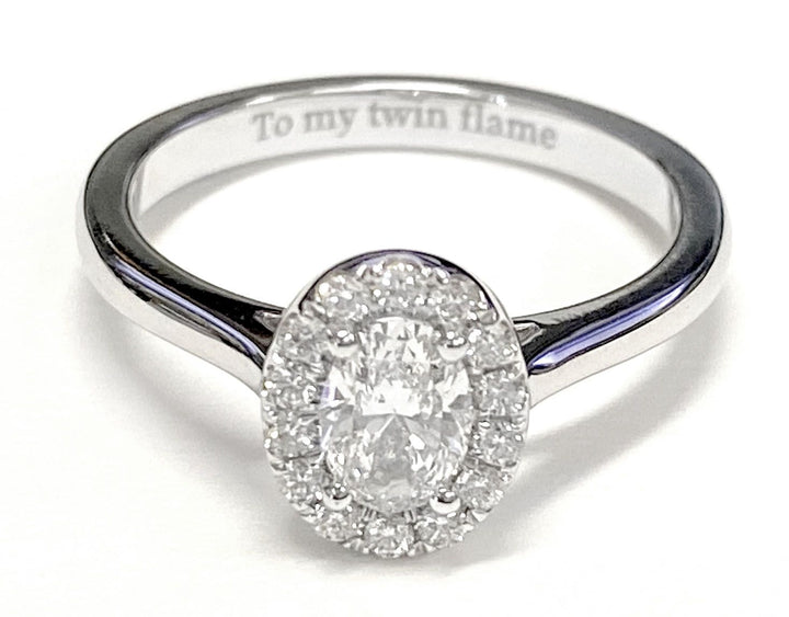 Kate Select classic french pavé halo oval oval ring in 14K Rose Gold — view — RockHer