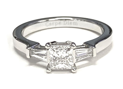 The June Select Three Stone Engagement Ring with Lab Diamond in Platinum - view 4