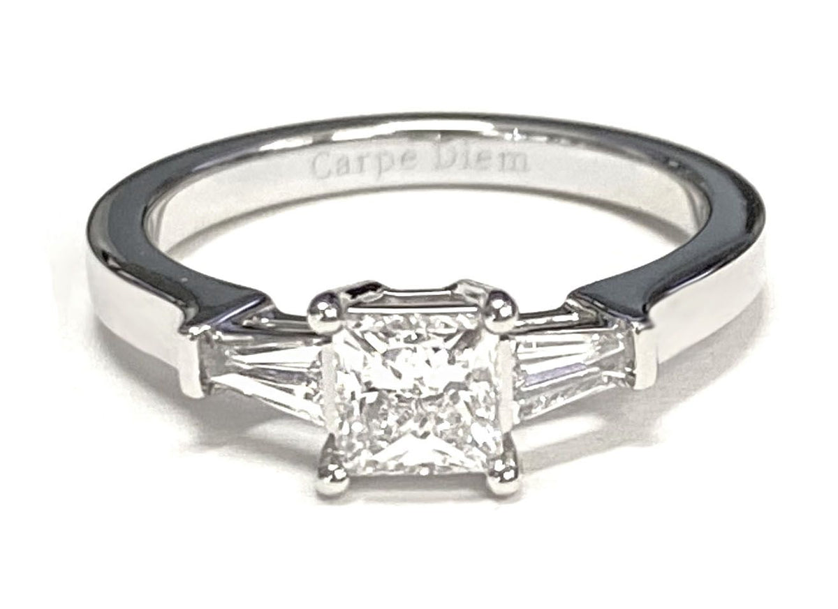 18K White Gold band of The June princess engagement ring setting | RockHer