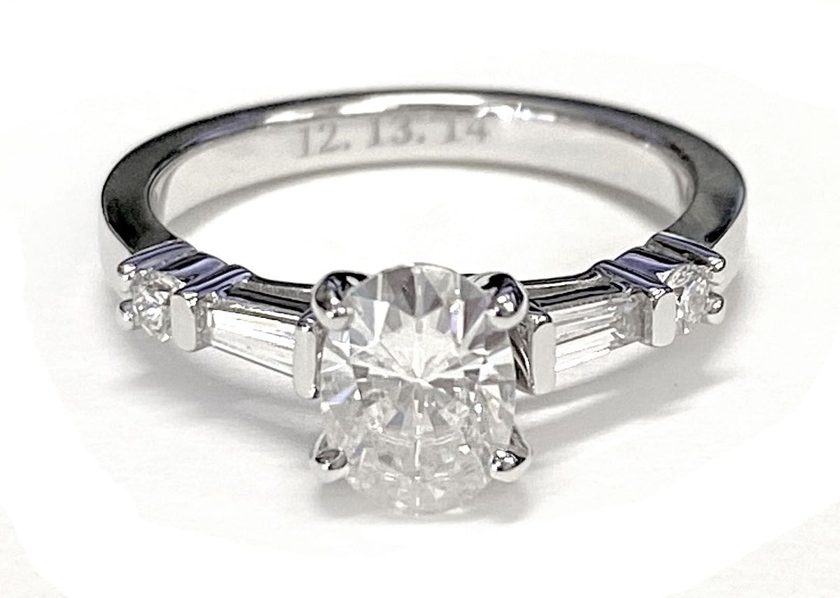 Detail styling of The Diana oval engagement ring setting in 18K White Gold | RockHer