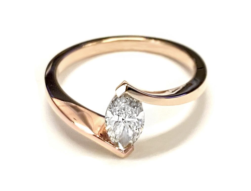 Platinum band of The Julia marquise engagement ring setting | RockHer