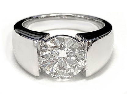 Round Brilliant, Wide High Polish Tension Channel Solitaire, in 14K Rose Gold – lifestyle shot | RockHer
