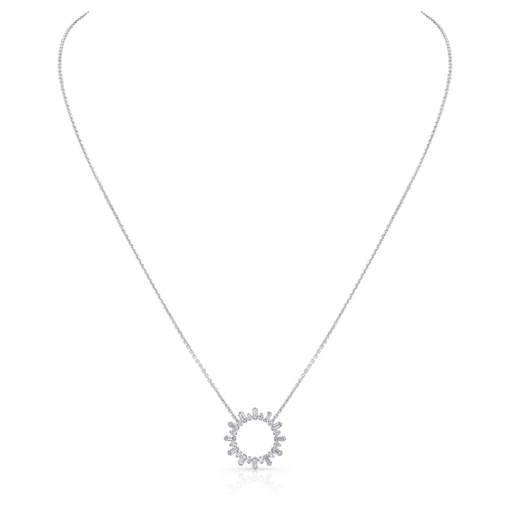 Diamond Sun Ray Necklace In 14k White Gold 0.70ctw, Adjustable 16-18 Inch Length – detail view | RockHer