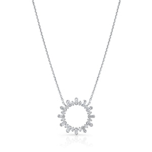 Diamond Sun Ray Necklace In 14k White Gold 0.70ctw, Adjustable 16-18 Inch Length – front view | RockHer