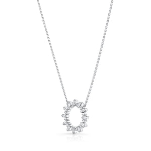 Diamond Sun Ray Necklace In 14k White Gold 0.70ctw, Adjustable 16-18 Inch Length – side profile | RockHer