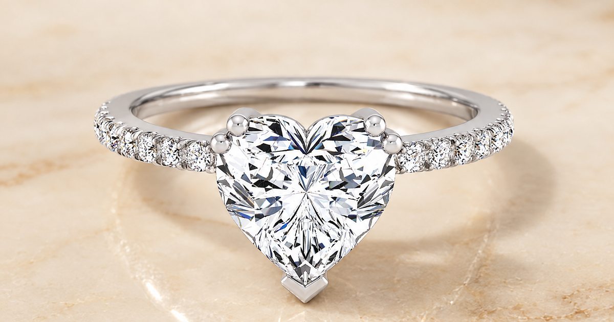 Kelly Pavé Heart 18K White Gold Engagement Ring | RockHer