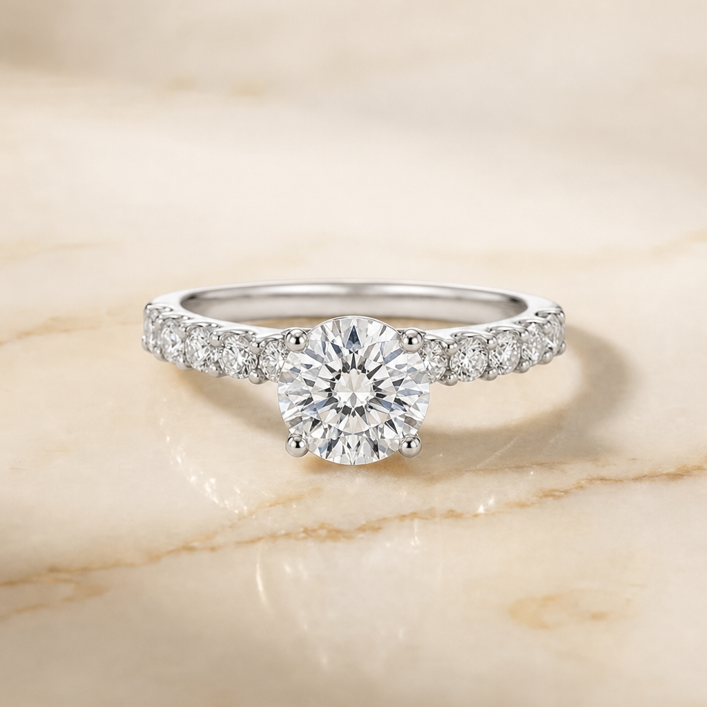 The Olivia round engagement ring setting in Platinum | RockHer