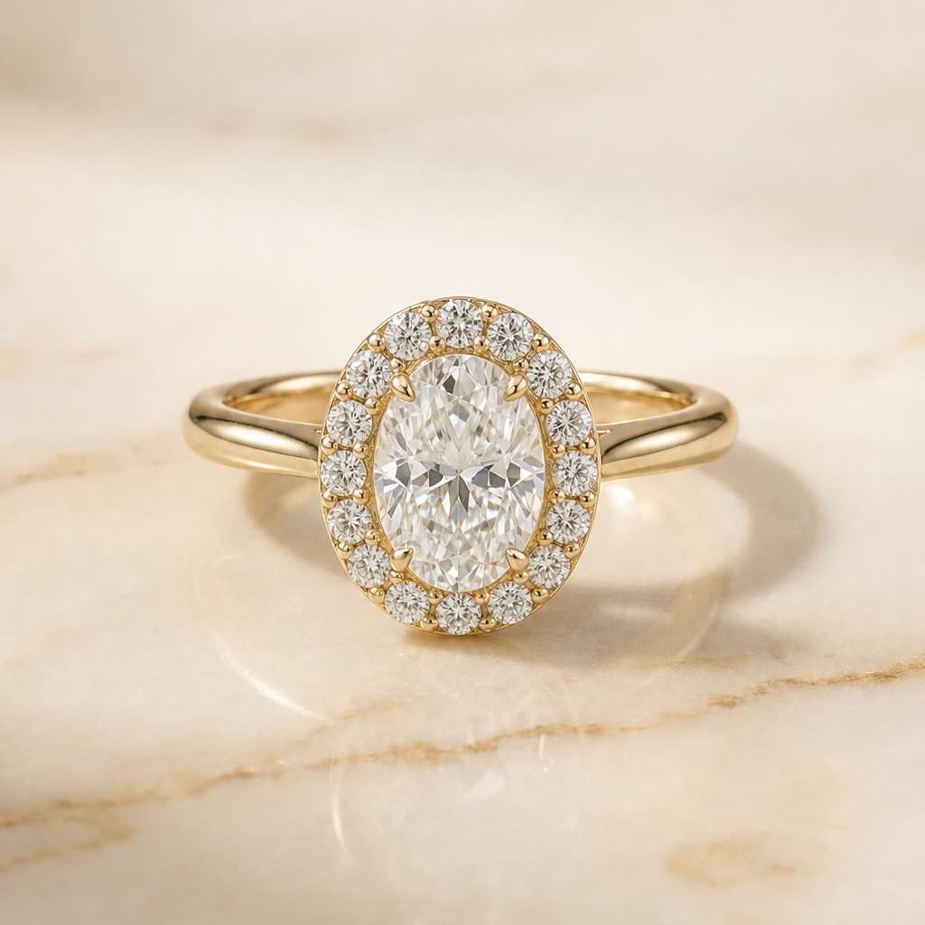 The Etta oval engagement ring setting in 18K Yellow Gold | RockHer