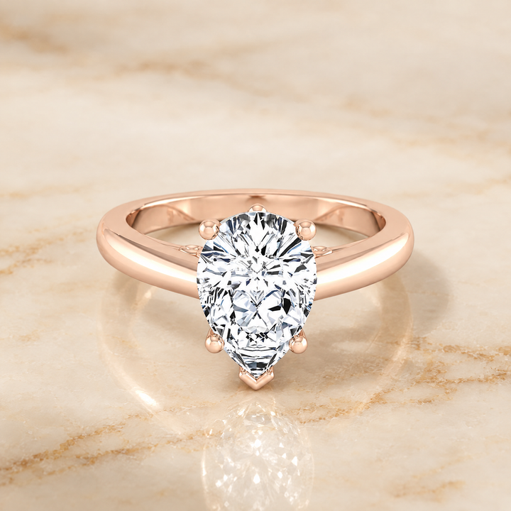 Pear engagement ring setting in 14K Rose Gold, Rio Scroll Gallery Comfort Fit Solitaire Pear | RockHer