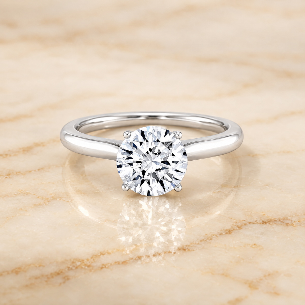 The Rosanna Cathedral Surprise Stone Solitaire Round Engagement Ring Setting in Platinum