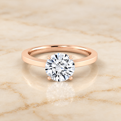 The Carmen Beveled Edge Comfort Fit Solitaire Round Engagement Ring Setting in 14K Rose Gold