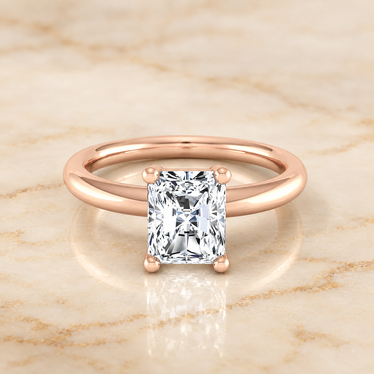 The Tori Rounded Comfort Fit Solitaire Radiant Cut Engagement Ring Setting in 14K Rose Gold