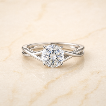 The Blondie Double Hidden Halo Solitaire Round Engagement Ring Setting in Platinum