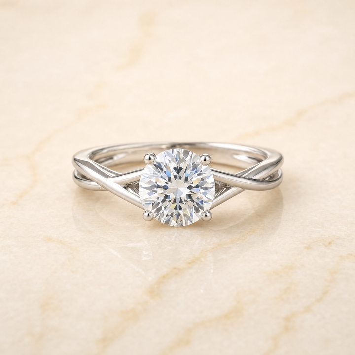 The Blondie Double Hidden Halo Solitaire Round Engagement Ring Setting in Platinum