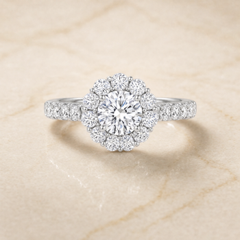 The Alannah Luxe French Pavé Halo Cushion Cut Engagement Ring Setting in 18K White Gold