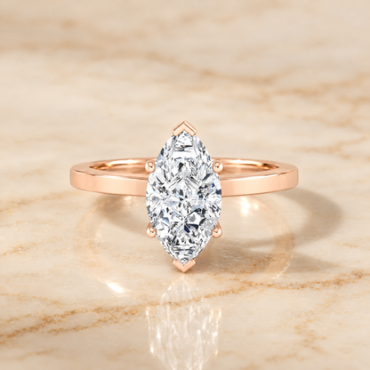 Marquise engagement ring setting in 14K Rose Gold, Carmen Beveled Edge Comfort Fit Solitaire Marquise | RockHer