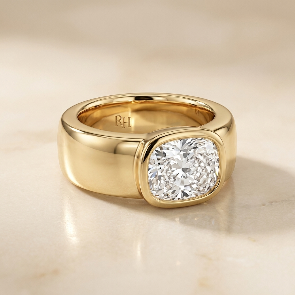 The Remi cushion engagement ring setting in 18K Yellow Gold | RockHer