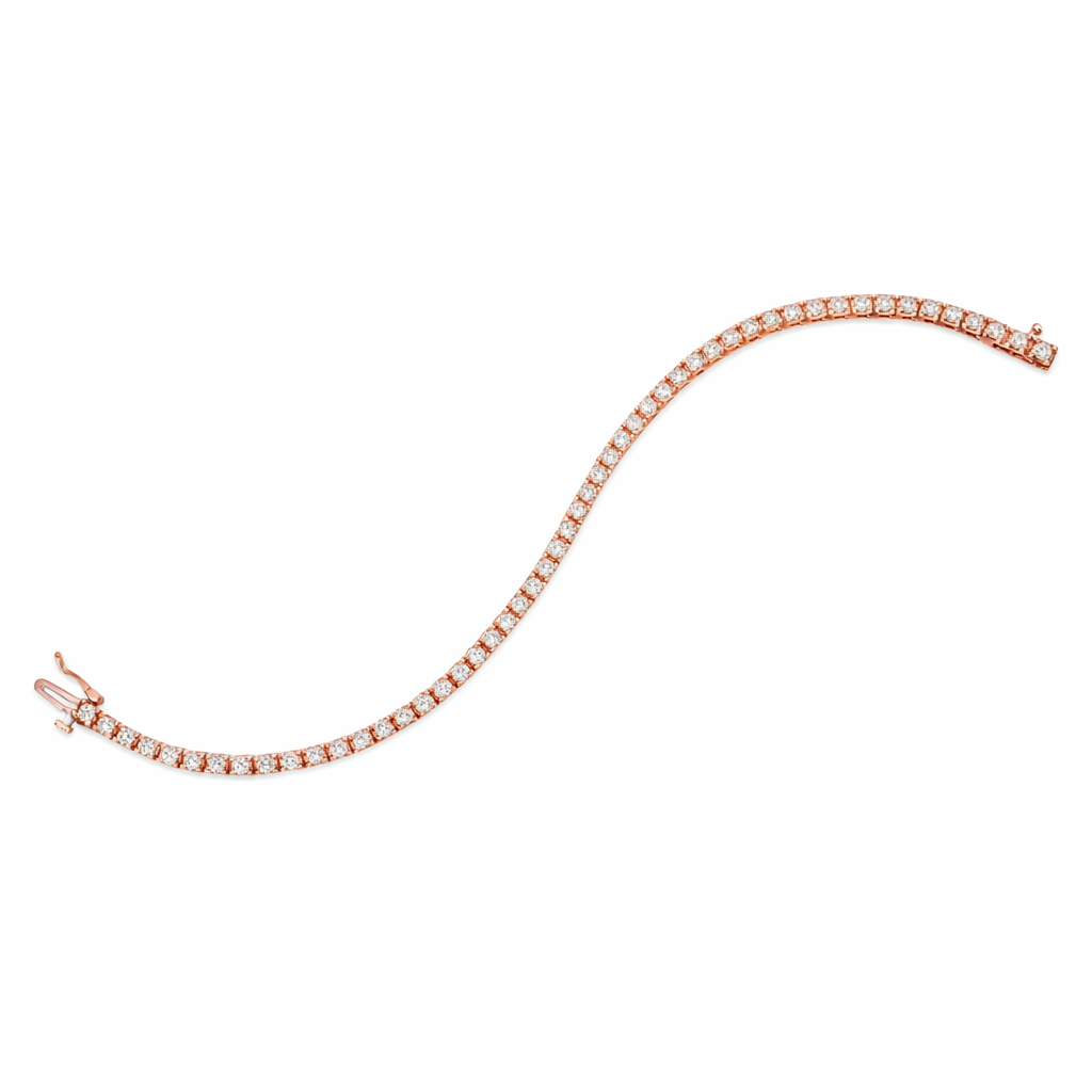 14K Yellow Rose Tennis Bracelet with 3.59 CTW Natural HI-VS Ideal Cut Diamonds, in 14K Yellow Gold | RockHer