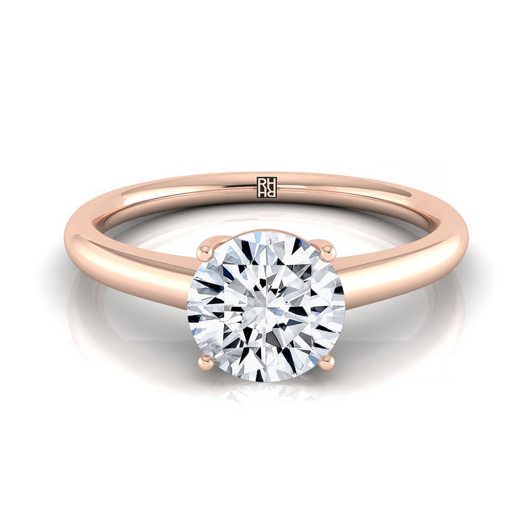 The Viola Contemporary Comfort Fit Flat Shank Solitaire Princess Cut Engagement Ring Setting in 14K Rose Gold