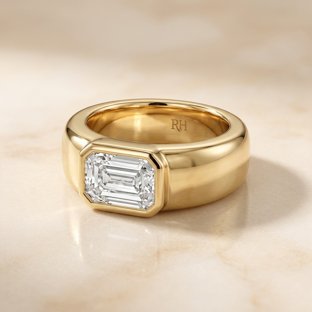 The Remi emerald engagement ring setting in 18K Yellow Gold | RockHer