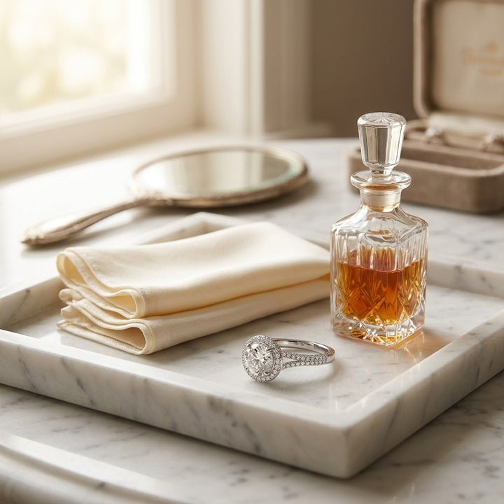 Morganite & Diamond Halo Eternity Ring in 18K White Gold - lifestyle