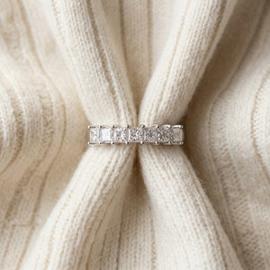 Princess Cut 7 Stone Band in 18K White Gold - flat lay