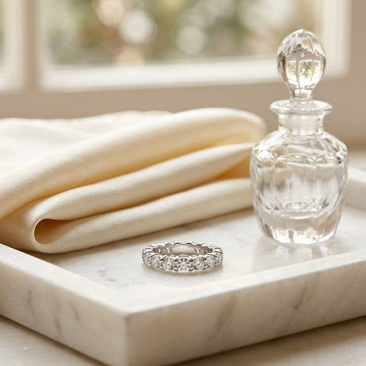 Round Diamond Eternity Band S:7.25 in 18K White Gold - editorial