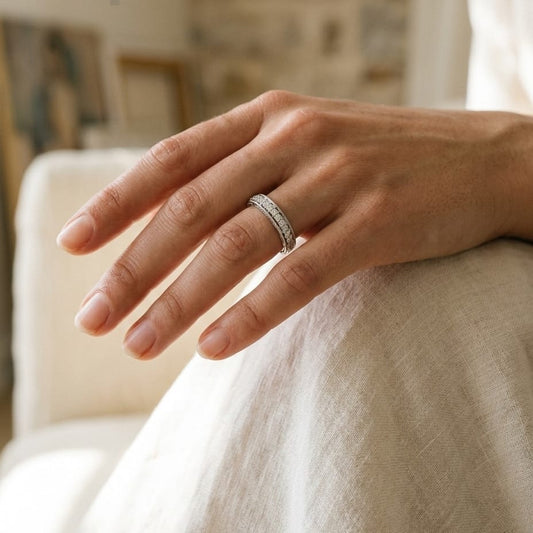 Pave Diamond Band in 18K White Gold - editorial