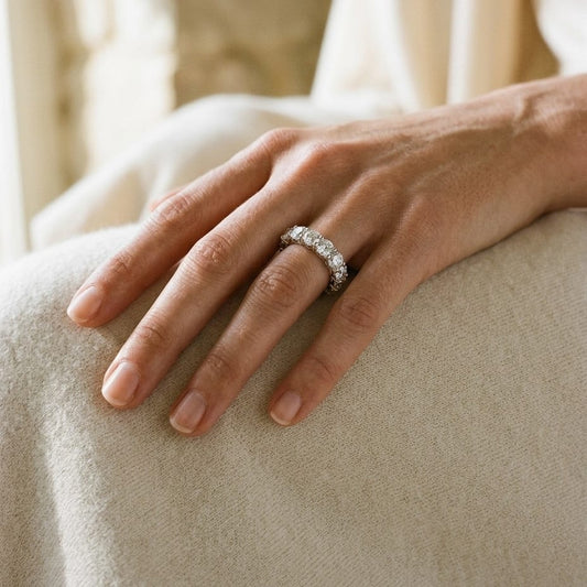 Diamond 4-1/4ctw Eternity Ring in 18K White Gold - editorial