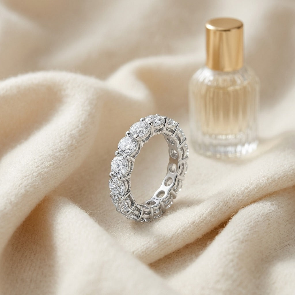 Diamond 4-1/4ctw Eternity Ring in 18K White Gold - flat lay