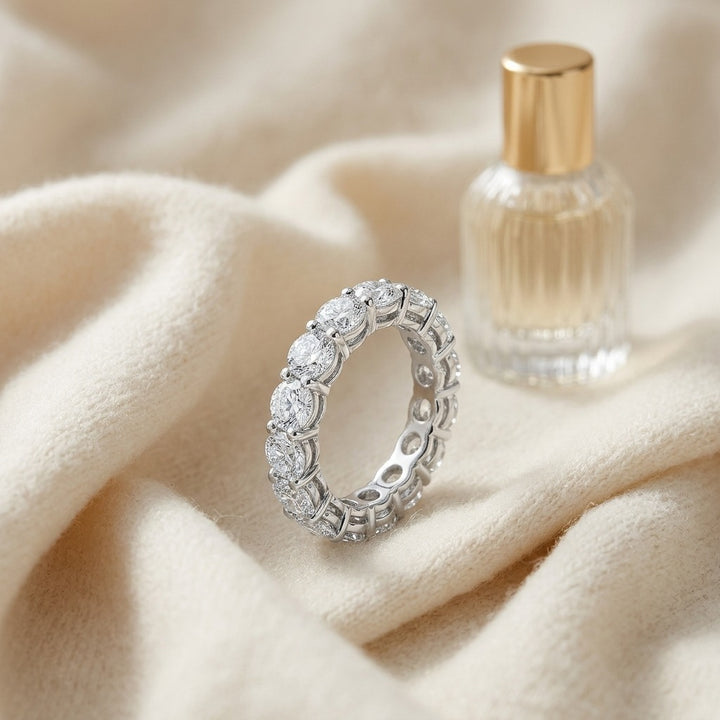 Diamond 4-1/4ctw Eternity Ring in 18K White Gold - flat lay